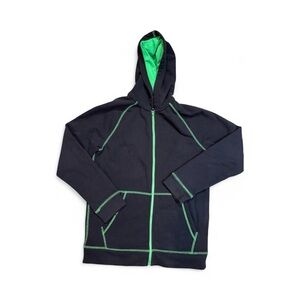 Boys Tek Gear Black Neon Green  Zip-Up Hooded Sweatshirt Size Large Jacket